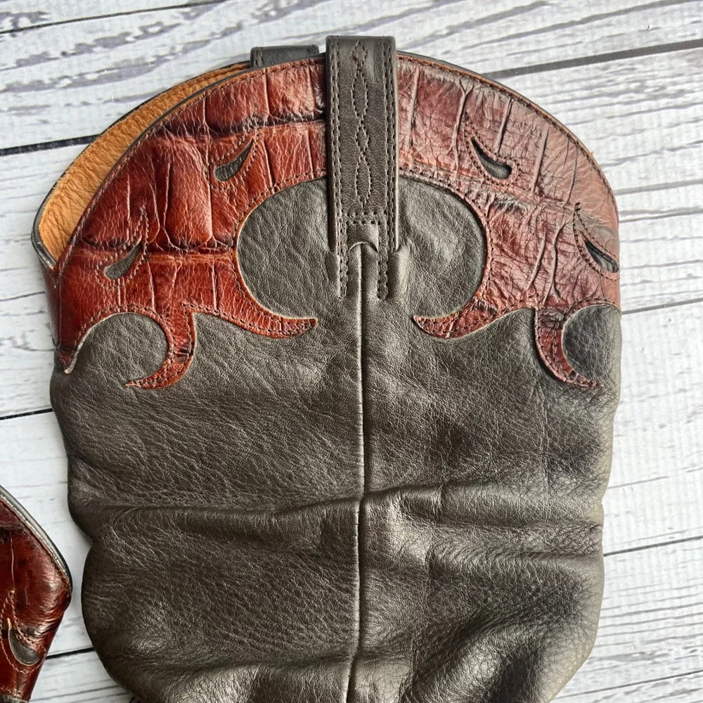 ARIAT Womens Slouch Western Cowboy Boots Cognac Croc Embossed Leather Size 8B - Picture 5 of 12